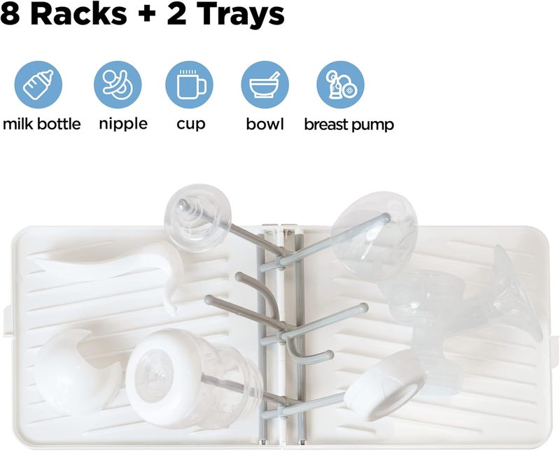 YOTIME Baby Bottle Drying Rack with Drainer, Foldable & Space Saving Drying Rack for Baby Bottles, Nipple and Accessories, White - Image 5